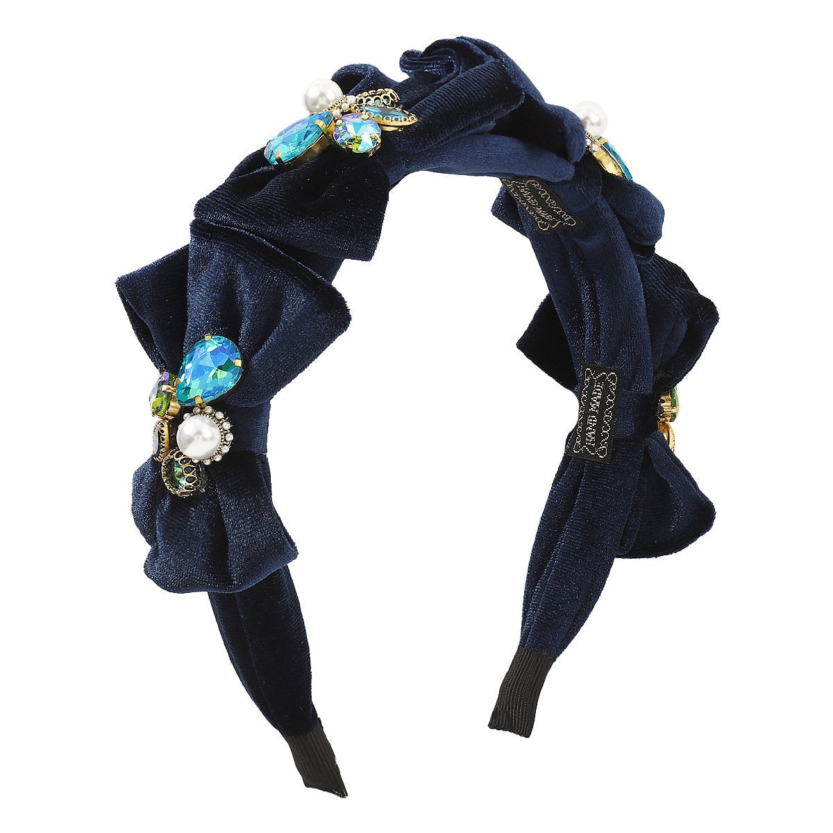 F4897 personalized bowknot pearl headband velvet light luxury rhinestone temperament sweet retro elegant headband
