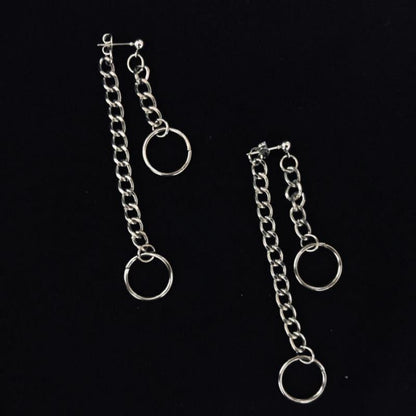 Hong Kong Street Chain Circle Earrings Two Wearing Earrings Men's Social Women's Earrings Domineering Earrings Bungee Earrings A Pair