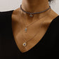 Jewelry trend multi-layer gray rhinestone blue devil's eye pendant necklace female personality necklace