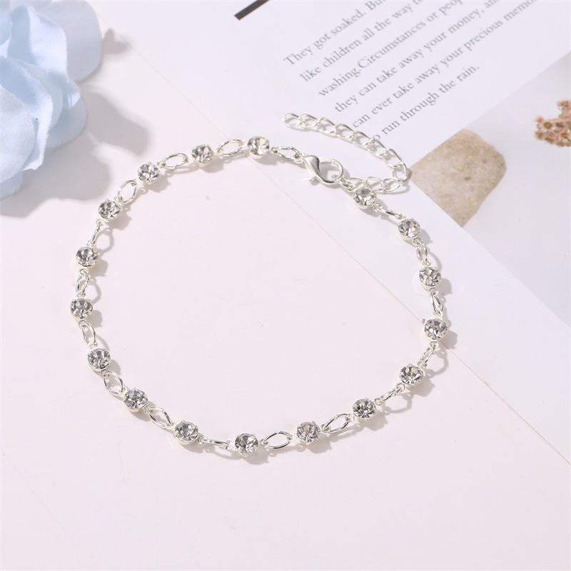 Foot decoration simple transparent rhinestone anklet temperament beach lady simple round flash diamond anklet