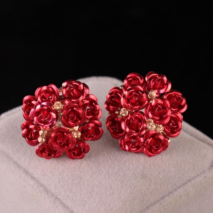 Fashion flower stud earrings cute sweet rose earrings earrings jewelry