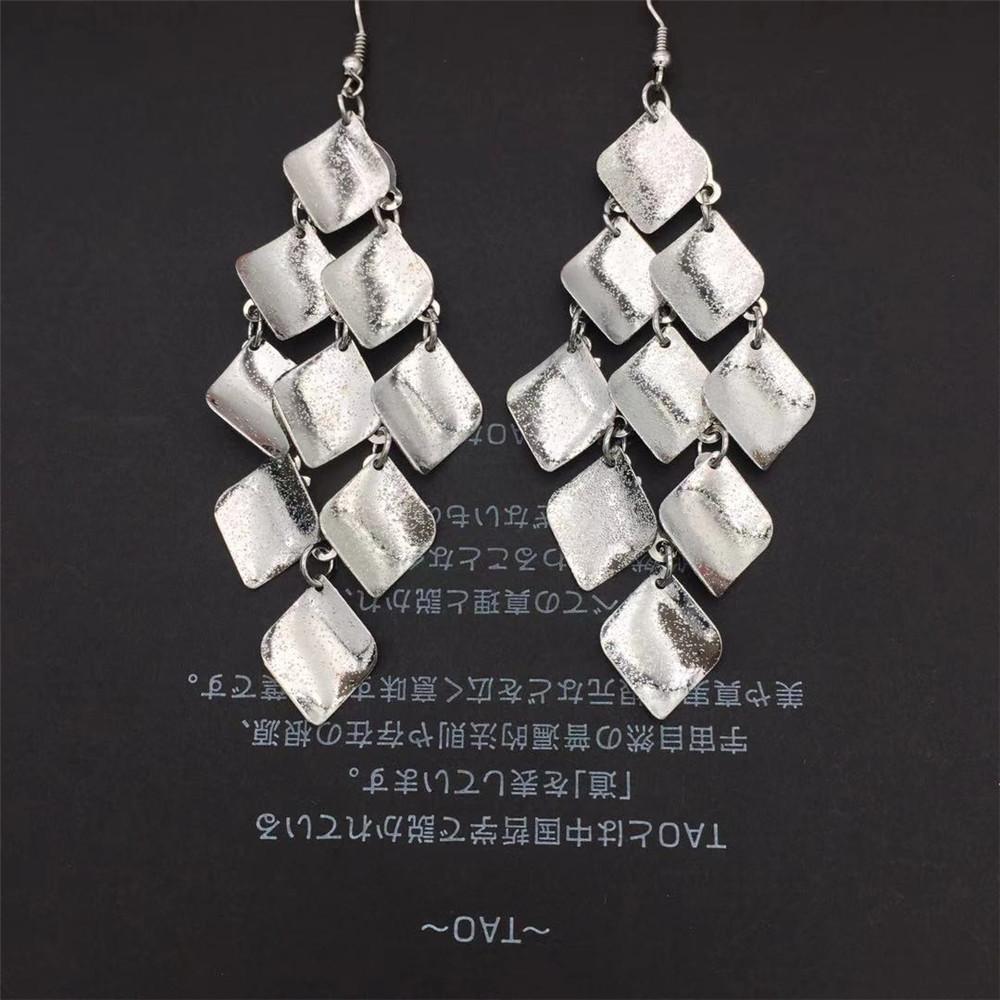 Long multi-layer rhombus surface sequin earrings boutique earrings exaggerated jewelry