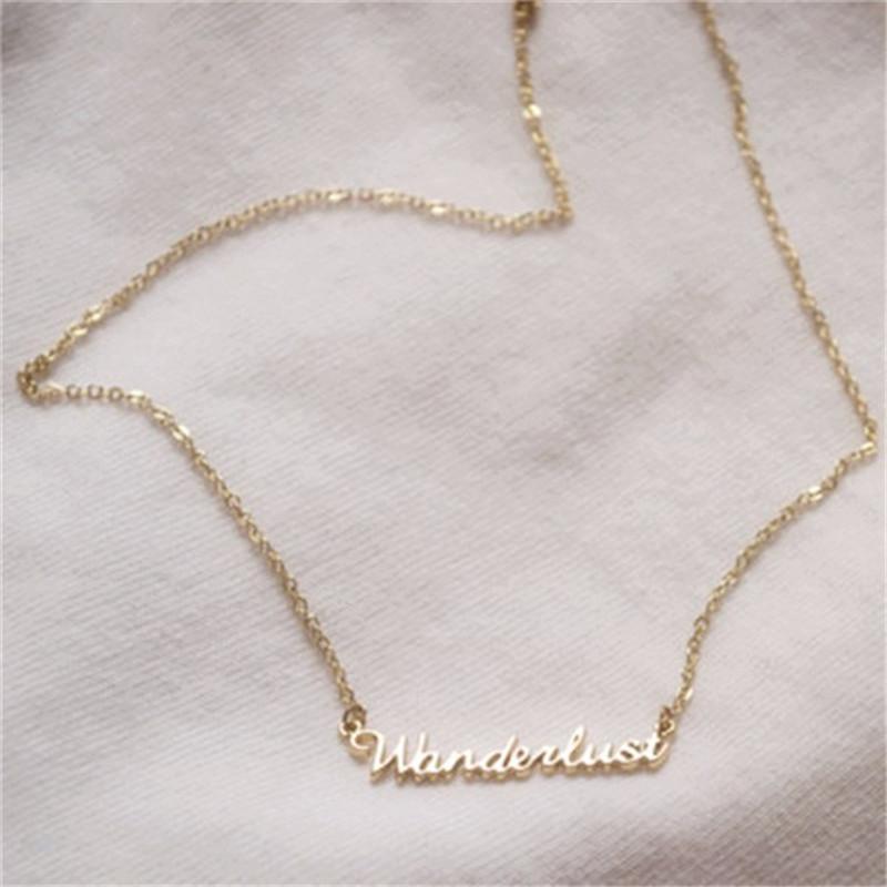 Popular Women's Trinkets Creative Alphabet Rambler Outdoor Pendant Necklace Travel Small Gift