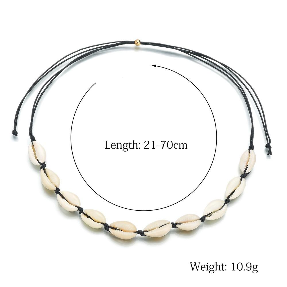 Bohemian shell necklace cotton thread knotted CCB retractable shell necklace hair accessories jewelry multi-purpose