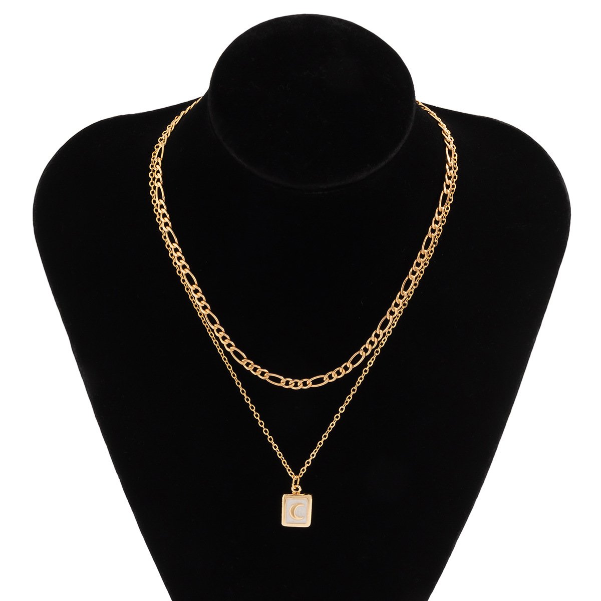 Jewelry Retro Simple Drip Oil Moon Tag Necklace Versatile Geometric Metal Chain Necklace Female