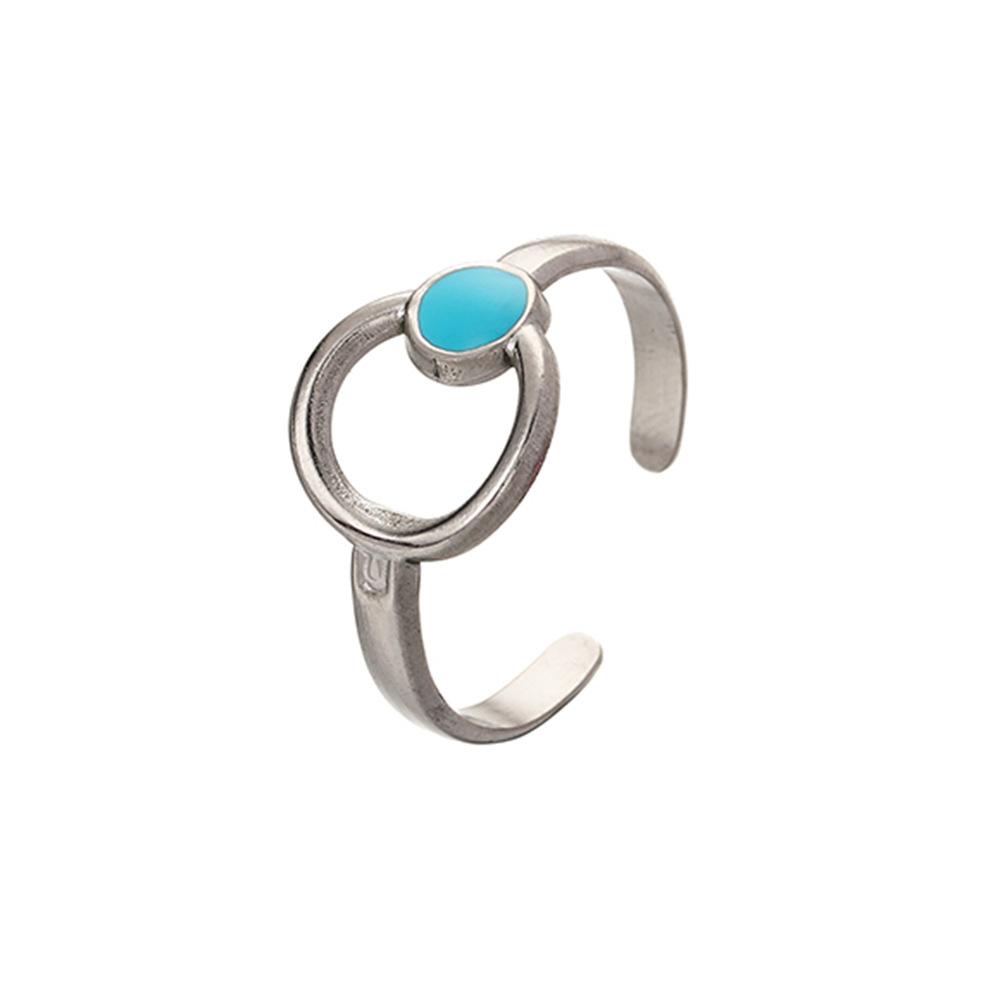 Simple Design Ladies Fashion Stainless Steel Open Adjustable Circle Moon Oil Drip Ring