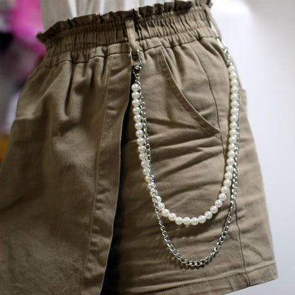 Punk chain pearl double-layer pants chain men and women versatile hip-hop student waist chain female cool ins skirt chain