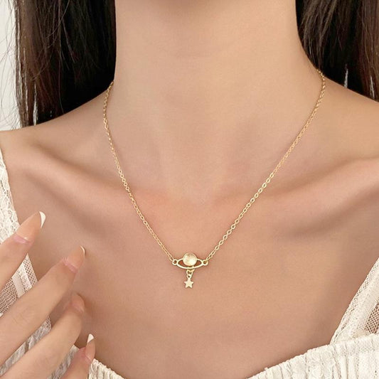 ins universe planet necklace fashion light luxury niche design star pendant clavicle chain personality necklace tide