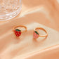 Retro Childlike Red Strawberry Ring Female Fashion Creative Geometric Metal Drip Oil Red Mushroom Index Finger Ring