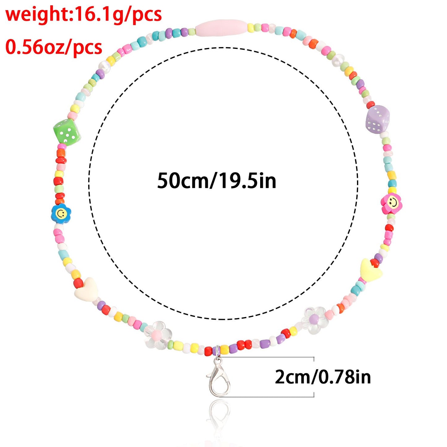 Jewelry Contrasting Color Rice Beads Beaded Necklace Female Bohemian Elastic Rope Handwoven DIY Necklace