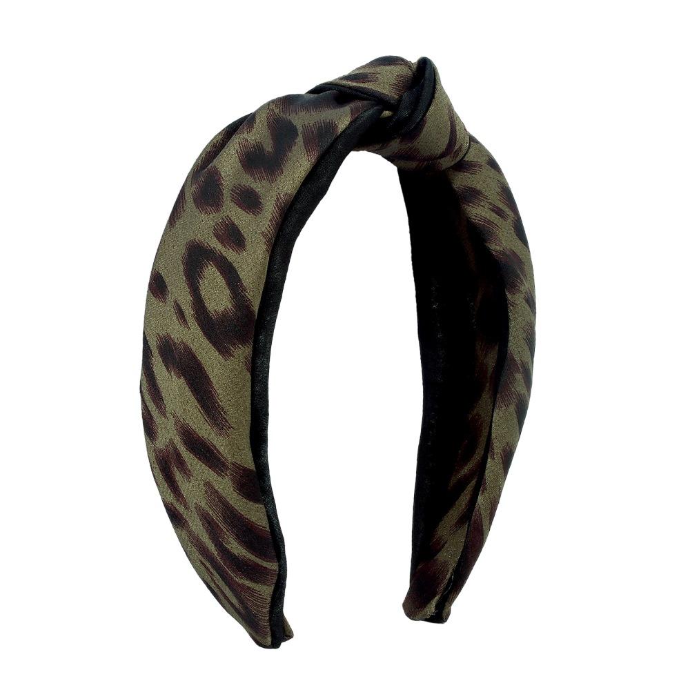 F382 Internet celebrity headband leopard print contrast color fabric knotted hair accessories fashion wide-brimmed retro headband female