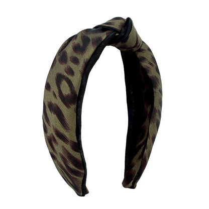 F382 Internet celebrity headband leopard print contrast color fabric knotted hair accessories fashion wide-brimmed retro headband female