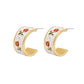 Niche retro Chinese spring tulip pattern enamel glaze silver needle C-shaped hoop earrings earrings women