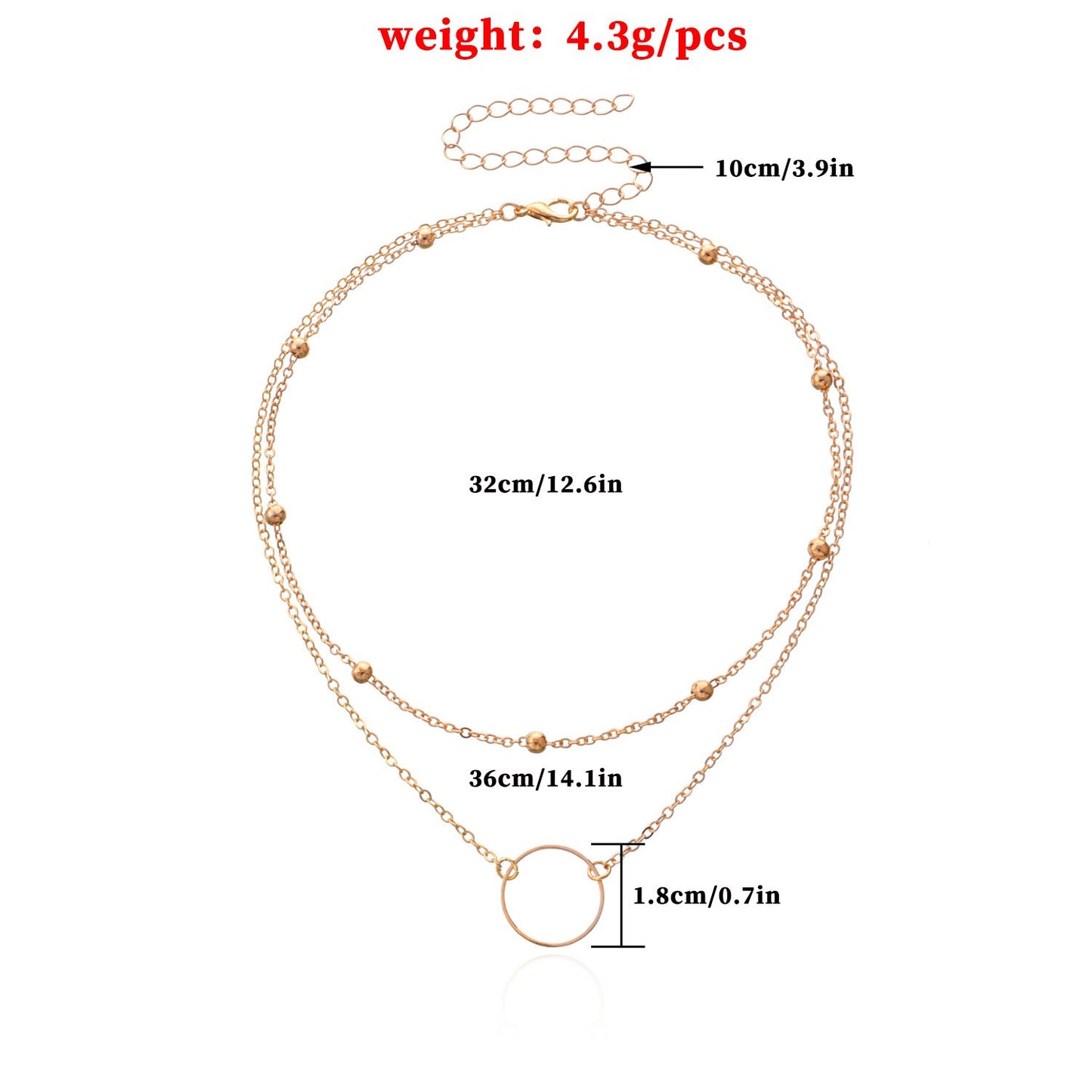 Jewelry Simple Chain Bead Chain Ring Pendant Necklace Female Fashion Short Simple Alloy Necklace