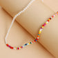 Jewelry Bohemian imitation pearl mixed color colorful rice bead necklace female hand-woven necklace