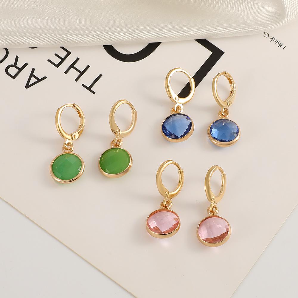 ins color transparent crystal earrings fashion light luxury French mini water drop earring temperament simple earrings