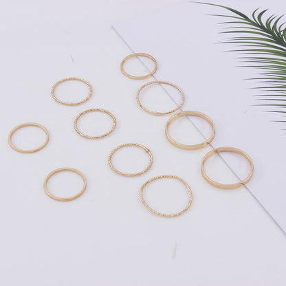 R128 Simple and indifferent plain ring ring set metal niche glossy geometric ring joint ring