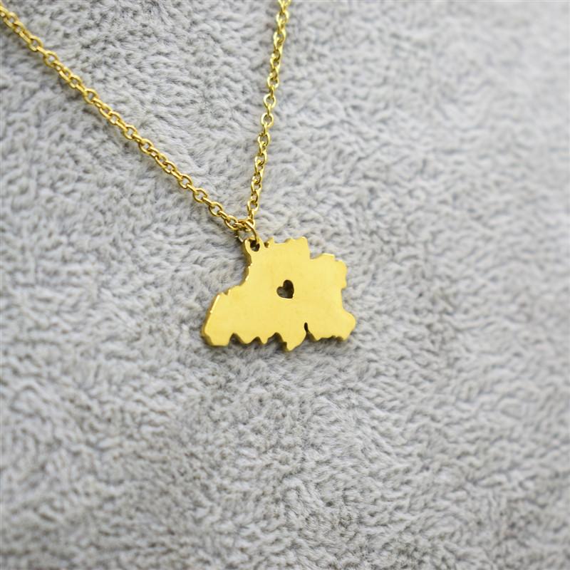 Belgium Country Map Necklace World Map Europe Pendant Stainless Steel Jewelry