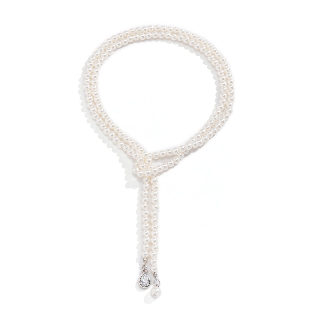 Jewelry Retro Trend Pearl Tassel Necklace Female Personality Simple Diamond Water Drop Gemstone Necklace