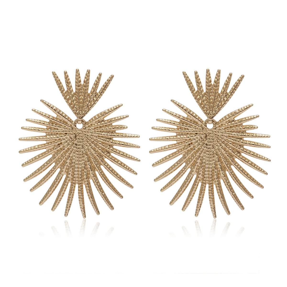 Jewelry Exaggerated Punk Fan Leaf Metal Earrings Personality Trendy Irregular Fan-shaped Stud Earrings Female