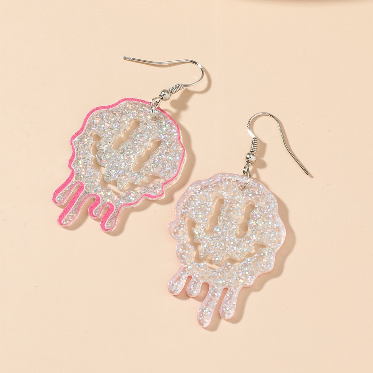 Gothic exaggerated acrylic irregular earrings ins transparent resin smiley face earrings Halloween
