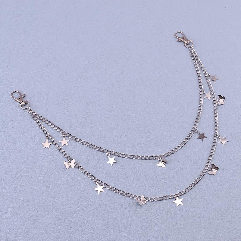 Jewelry popular alloy butterfly body chain female punk exaggerated personality star double waist chain