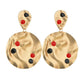 INS color drop oil geometric alloy earrings exaggerated simple retro matte French earrings daily women