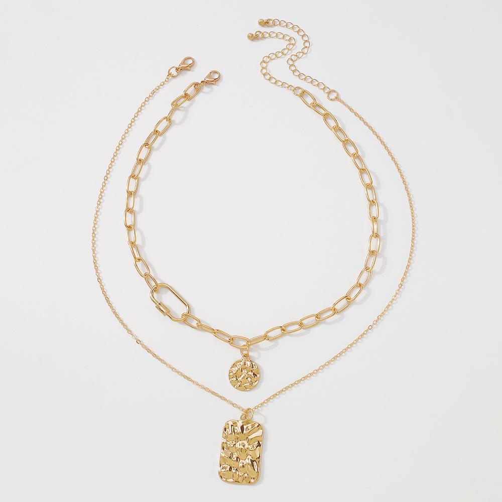 N9547 Jewelry Simple Stacked Double Layer Necklace Retro Personality Fashion Chain Necklace Women