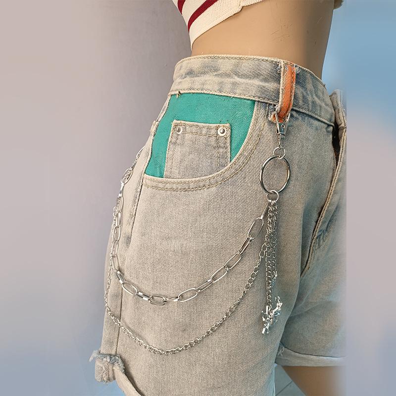 Explosive double-layer Halloween spider decoration waist chain body with punk hip-hop metal pants chain