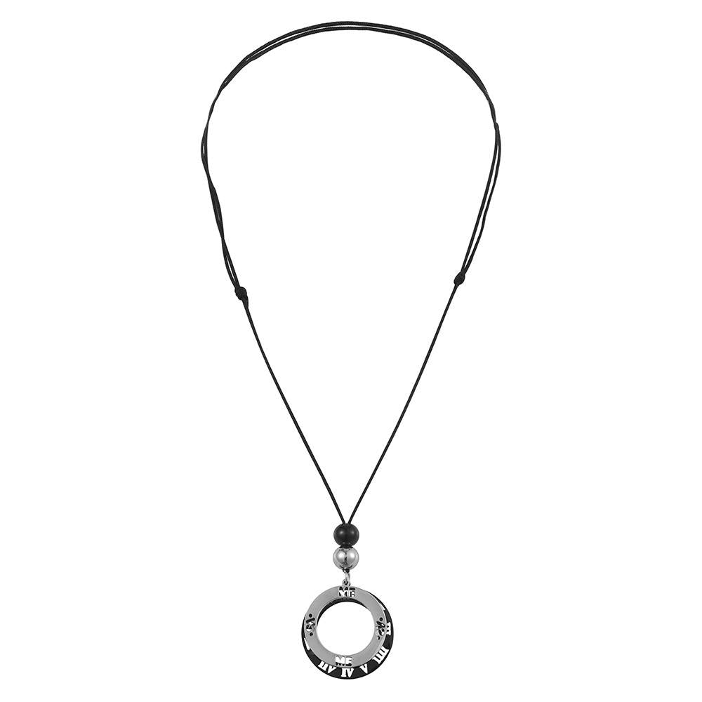 Fashion punk street commuting men's adjustable round Roman numeral necklace