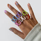 Jewelry creative color hollow sweet cool geometric ring female punk round metal opening jewelry