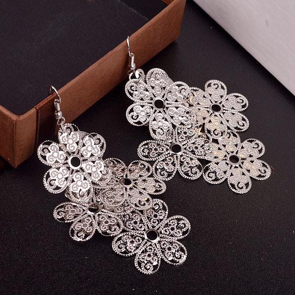 Long Hollow Plum Blossom Earrings Fashion Metal Sheet Lucky Earrings