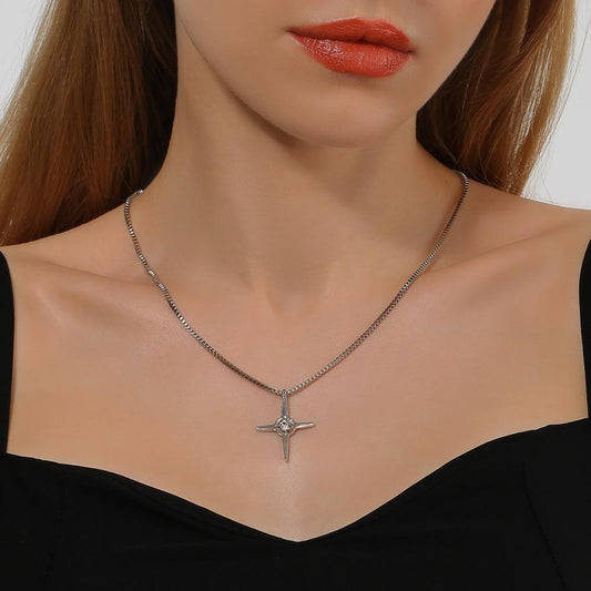 Ins cold cross pendant necklace simple net red temperament tide adjustable clavicle chain female