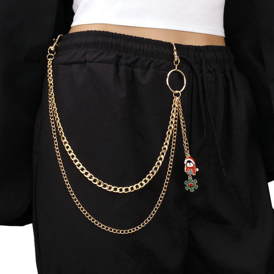 Creative Jewelry Santa Claus Fawn Pendant Waist Chain Trend Versatile Body Chain Pants Chain