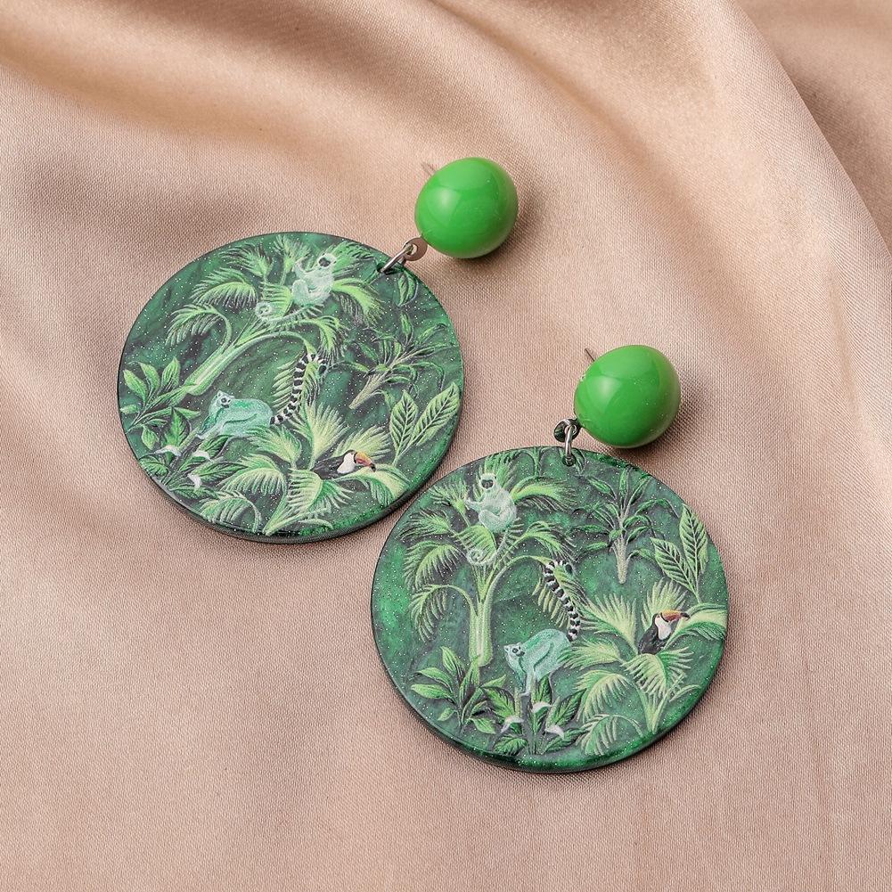 Geometric Acrylic Earrings 3D Printing Plants Flowers Animals Graffiti Earrings Creative Versatile Earrings