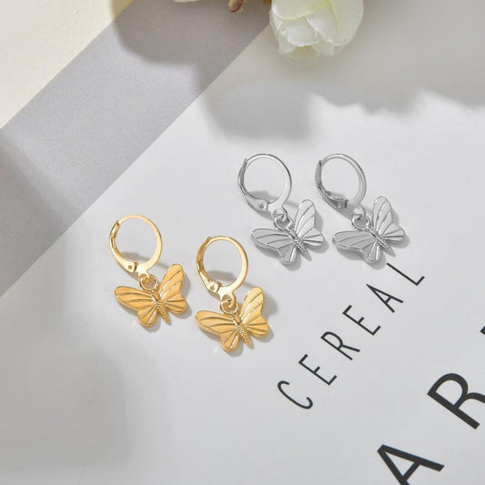 Accessories Retro Butterfly Earrings Female Personality High Cold Alloy Insect Earrings