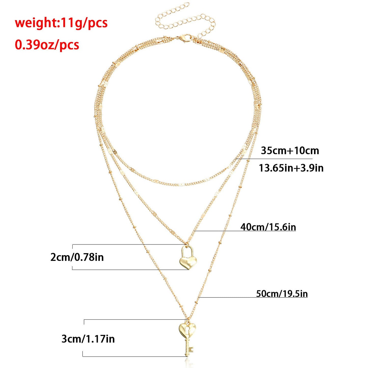 Explosive Jewelry Valentine's Day Exquisite Peach Heart Pendant Necklace Design Metal Love Multilayer Necklace