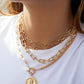 Jewelry Street Shot Hollow Embossed Necklace Women's Retro Punk U-shaped Buckle Imitation Pearl Portrait Necklace