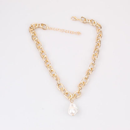ins French fashion baroque special-shaped pearl chain necklace design trendy brand choker necklace