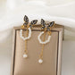 ins black butterfly earrings French light luxury niche design pearl chain tassel earrings sweet earrings