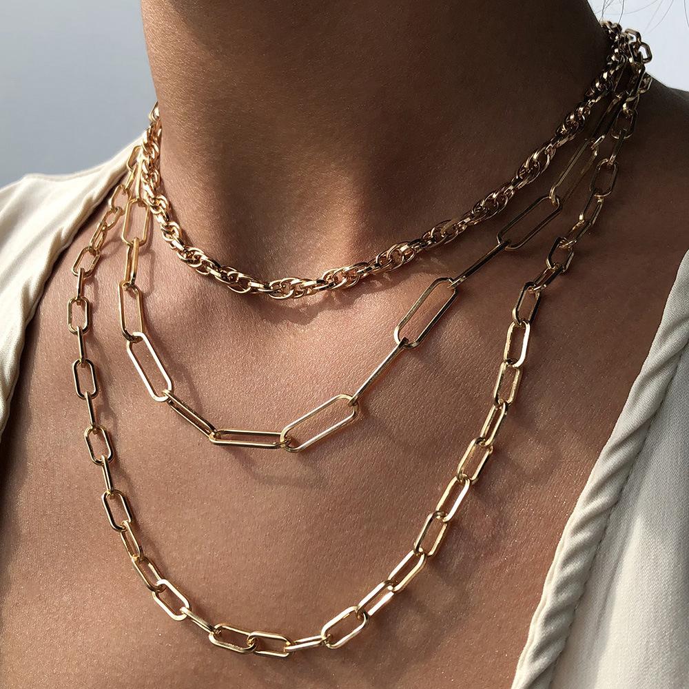 Multi-layer chain element clavicle chain versatile creative fashion necklace retro cold personality necklace
