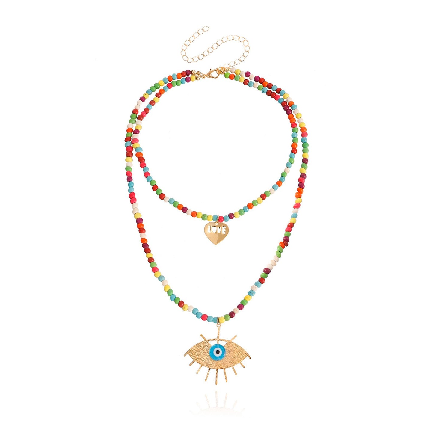 Jewelry personality fashion color turquoise devil's eye multi-layer necklace trend hip-hop eye necklace