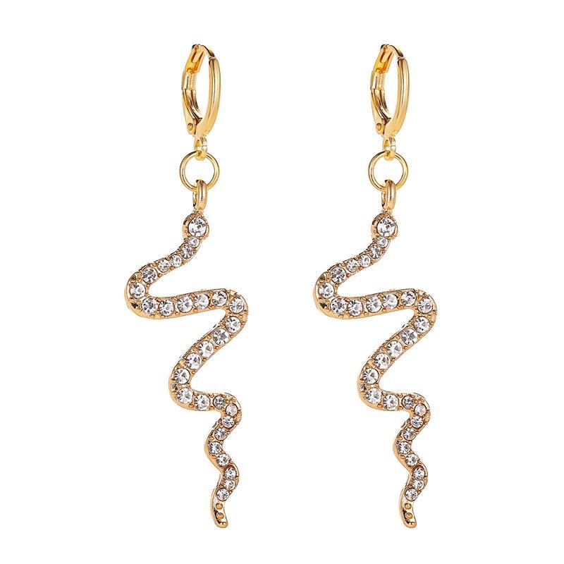 Earrings Creative Snake Earrings Women's Frosty Long Diamond Earrings Personality Simple Wave Earrings
