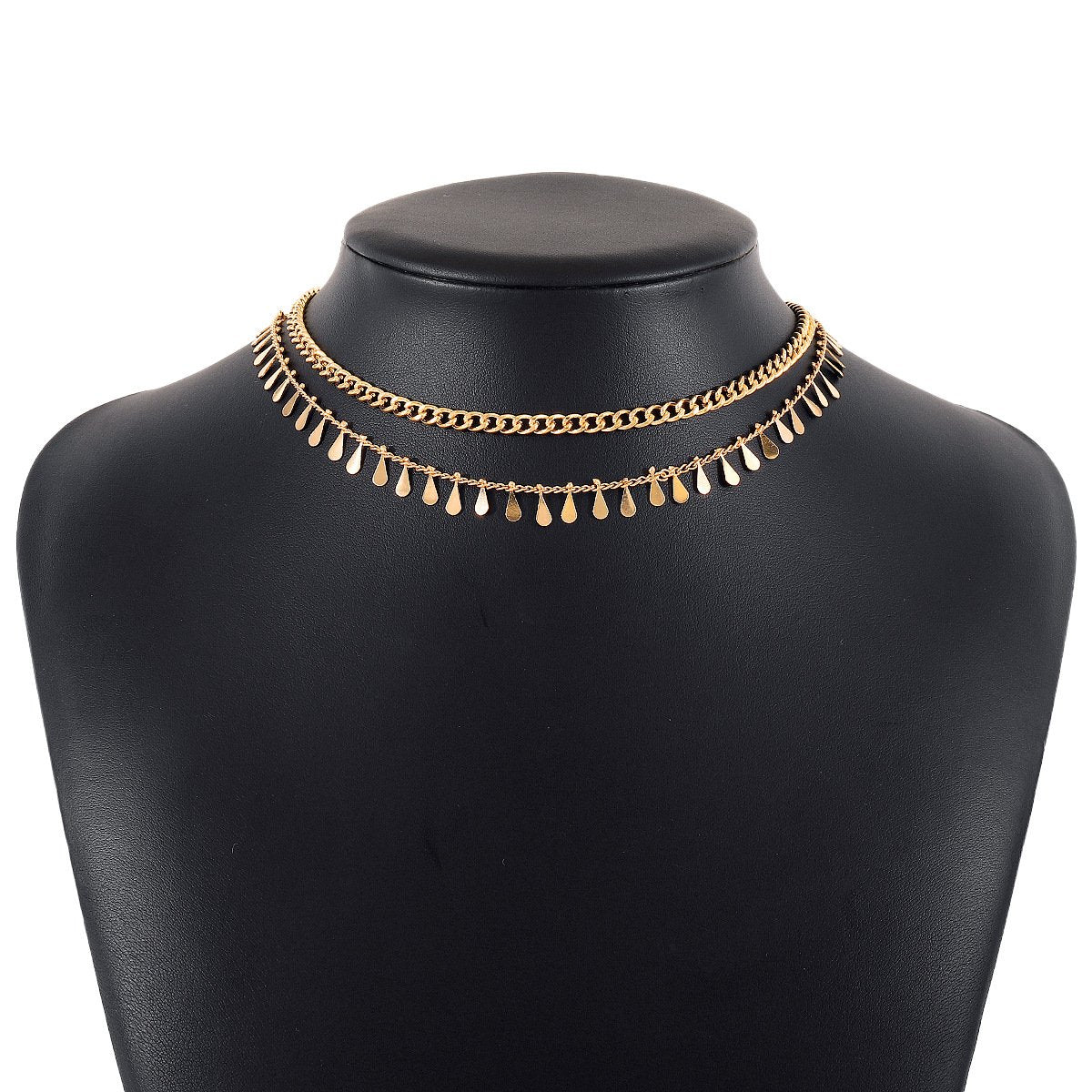 N1337 Minority Simple Double Layer Necklace Drop Shaped Disc Fashion Commuting Net Red Necklace Necklace
