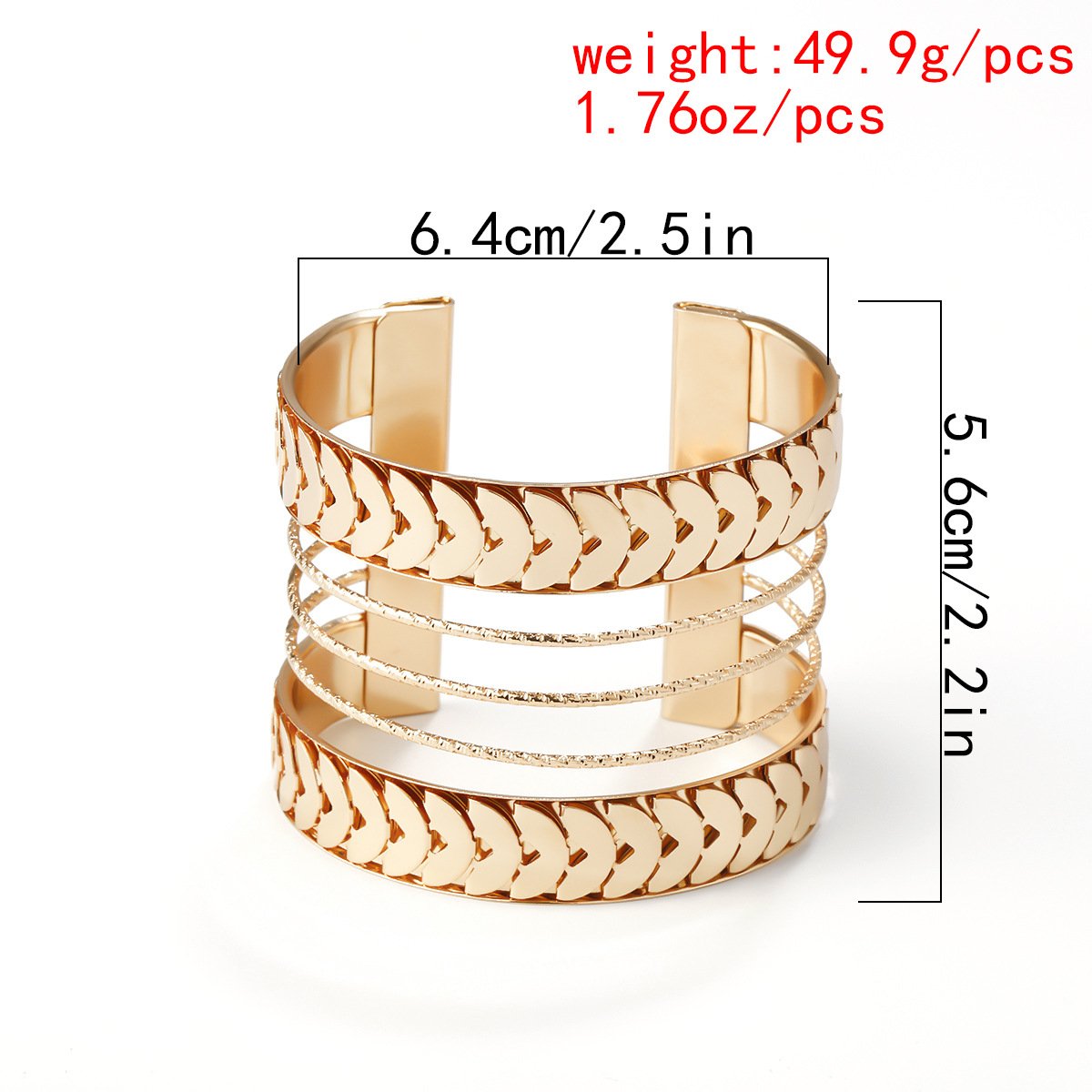 Jewelry Retro Semicircle Stitching Metal Bracelet Exaggerated Geometric Hollow Multiple Personality Wide Bracelet