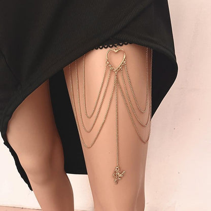 Jewelry fashion love rose pendant leg chain tassel multi-layer leg chain love body chain female