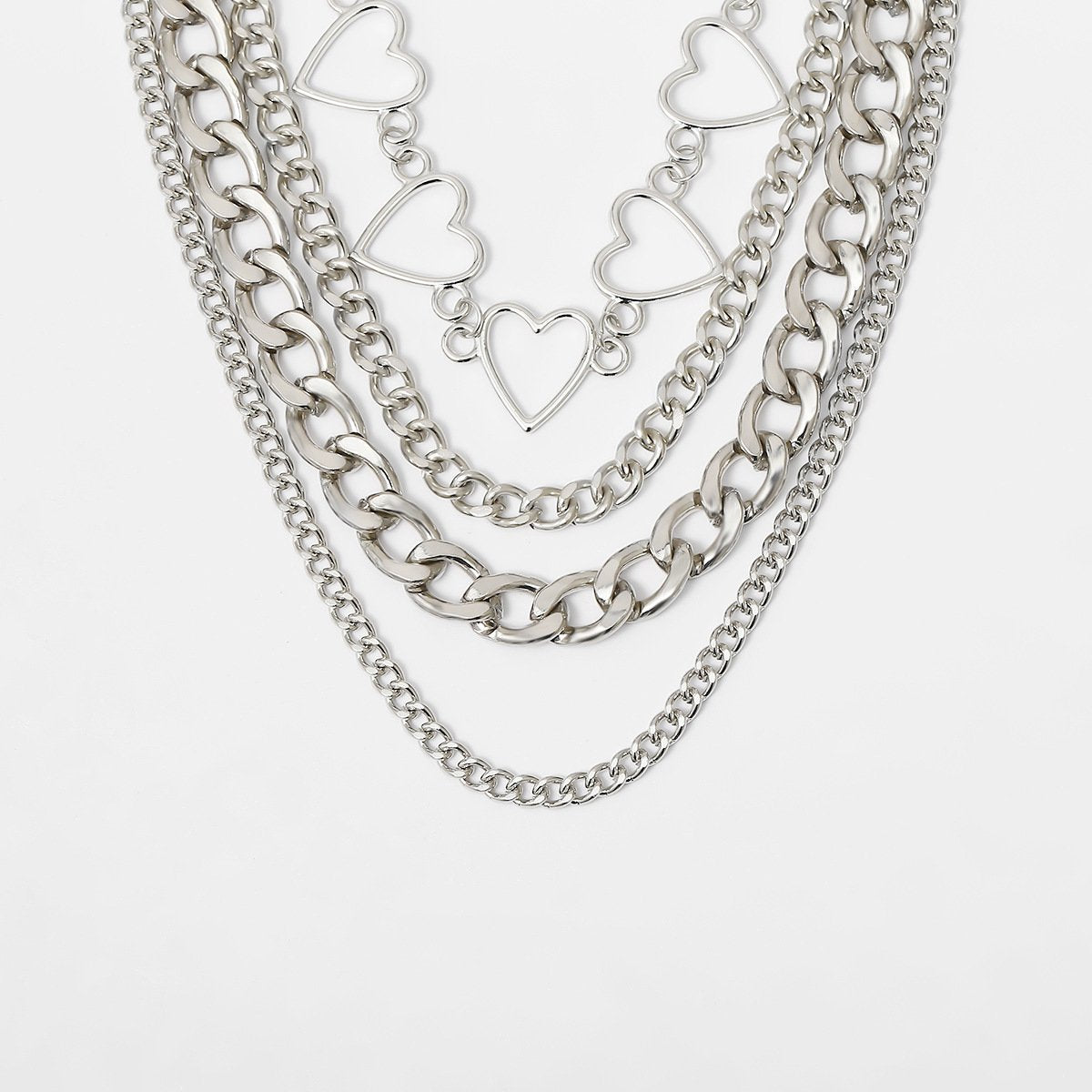Jewelry Hip Hop Punk Chain Multilayer Necklace Female Simple Versatile Peach Heart Set Necklace