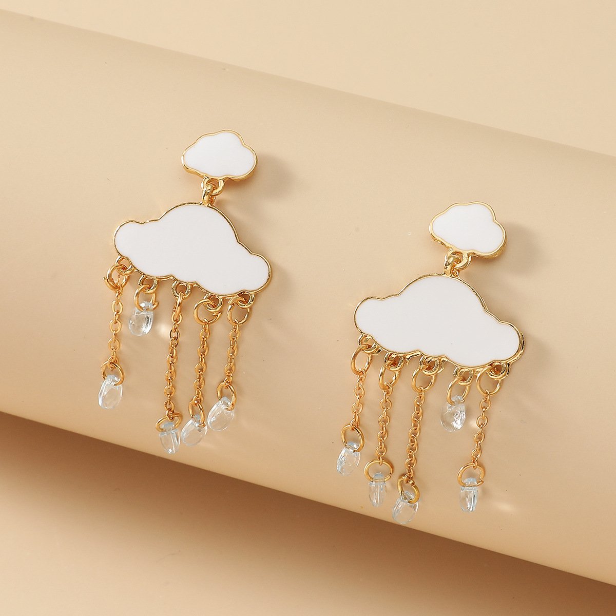 Simple creative zircon earrings ins cute white cloud earrings fashion temperament rhinestone earrings female