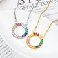 Versatile Personality Jewelry Creative Geometric Rainbow Color Pendant Copper Micro-inlaid Zircon Necklace