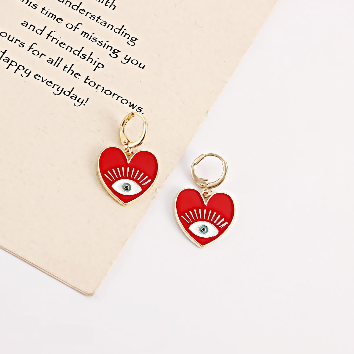 Jewelry ins color devil's eye heart-shaped pendant earrings female trendy cool eyes love earrings